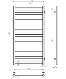 Електрична сушарка для рушників Deffi Avast П12 500х1000 праве підключення JD04 чорний B.AV.100.50.12.E.B.R.2