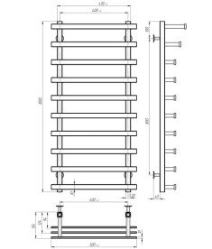 Електрична сушарка для рушників Deffi Breeze П10 400x1000 ліве підключення JD04 хром A.BZ.100.40.10.E.C.L.2