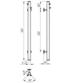 Электрический полотенцесушитель Deffi Chloe 30x700 WD03 нержавеющая сталь белый C.MK.70.30.E.W.U.3