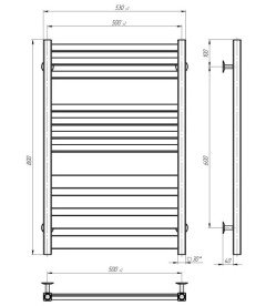 Електрична сушарка для рушників Deffi Diamant П11 500х800 ліве підключення JD04 хром A.DT.80.50.11.E.C.L.2