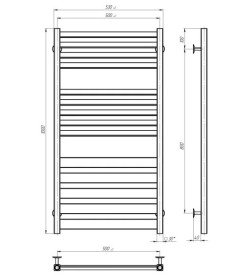 Електрична сушарка для рушників Deffi Diamant П14 500х1000 ліве підключення WD04 білий A.DT.100.50.14.E.W.L.4