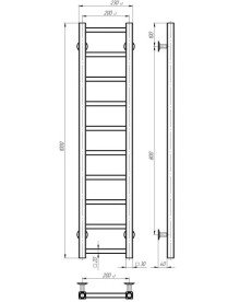Електрична сушарка для рушників Deffi Forest П10 200х1000 праве підключення JD04 чорний A.FR.100.20.10.E.B.R.2