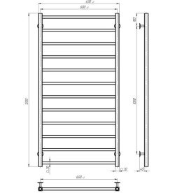 Електрична сушарка для рушників Deffi Forest П12 600х1200 праве підключення JD04 чорний A.FR.120.60.12.E.B.R.2
