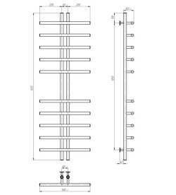 Електрична сушарка для рушників Deffi Gray П10 60х1450 праве підключення JD03 хром A.GY.145.6.10.E.C.R.1