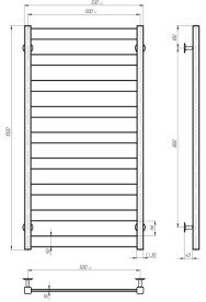 Електрична сушарка для рушників Deffi Harmony П9 500х1000 праве підключення JD04 чорний B.HR.100.50.9.E.B.R.2