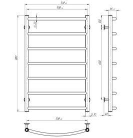 Электрический полотенцесушитель Deffi Классик П7 500х800 правое подключение хром C.DK.80.50.7.E.C.R.5