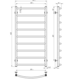 Электрический полотенцесушитель Deffi Классик П9 500х1000 правое подключение хром C.DK.100.50.9.E.C.R.5