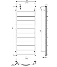 Електрична сушарка для рушників Deffi Класик П12 500х1300 правильне підключення JD03 хром C.DK.130.50.12.E.C.R.1