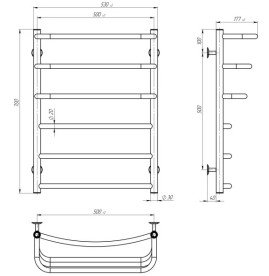 Електрична сушарка для рушників Deffi Каскад Дуга П6 500х700 ліве підключення хром C.KD.70.50.6.E.C.L.5