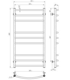 Електрична сушарка для рушників Deffi Класик Еліт П9 500х1000 ліве підключення чорний C.KE.100.50.9.E.B.L.5