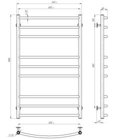 Электрический полотенцесушитель Deffi Классик Элит П9 600х1000 правое подключение белый C.KE.100.60.9.E.W.R.5