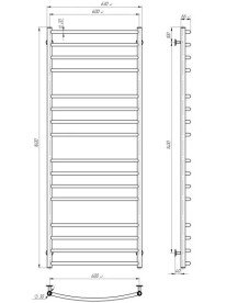 Електрична сушарка для рушників Deffi Класик Еліт П16 600х1600 праве підключення чорний C.KE.160.60.16.E.B.R.5
