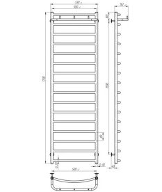 Електрична сушарка для рушників Deffi Класик N П16 500х1700 праве підключення JD03 чорний C.KN.170.50.16.E.B.R.1