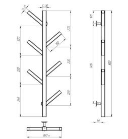 Электрический полотенцесушитель Deffi Kir П6 800 левое подключение JD04 хром A.KR.80.6.E.C.U.2