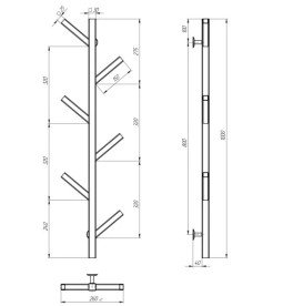 Електрична сушарка для рушників Deffi Kir П6 1000 нержавіюча сталь JD04 хром A.KR.100.6.E.C.U.2