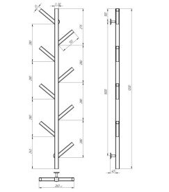 Електрична сушарка для рушників Deffi Kir П8 1200 нержавіюча сталь JD04 хром A.KR.120.8.E.C.U.2