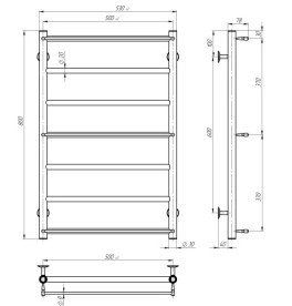 Электрический полотенцесушитель Deffi Ladder П7 500х800 правое подключение JD03 хром C.LK.80.50.7.E.C.R.1