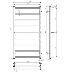 Електрична сушарка для рушників Deffi Ladder П9 500х1000 праве підключення хром C.LK.100.50.9.E.C.R.5