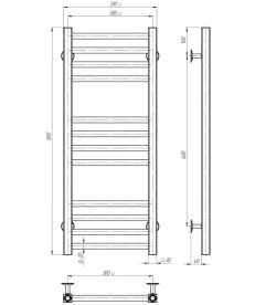 Електрична сушарка для рушників Deffi Lima П12 300х800 ліве підключення WD04 білий A.LI.80.30.12.E.W.L.4