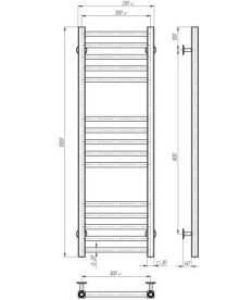 Електрична сушарка для рушників Deffi Lima П15 300х1000 праве підключення JD04 хром A.LI.100.30.15.E.C.R.2