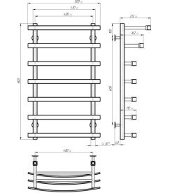Електрична сушарка для рушників Deffi Lotos П7 400х800 праве підключення JD04 чорний A.LO.80.40.7.E.B.R.2