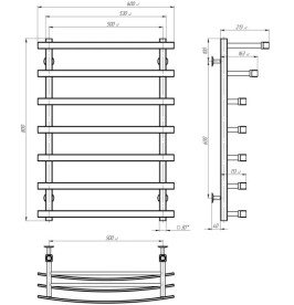 Электрический полотенцесушитель Deffi Lotos П7 500х800 левое подключение JD04 хром A.LO.80.50.7.E.C.L.2