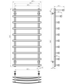 Электрический полотенцесушитель Deffi Lotos П10 500х1200 левое подключение WD04 белый A.LO.120.50.10.E.W.L.4