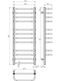 Электрический полотенцесушитель Deffi Lux П12 400х1100 правое подключение JD04 хром A.LU.110.40.12.E.C.R.2