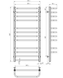 Електрична сушарка для рушників Deffi Lux П12 500х1100 ліве підключення WD04 білий A.LU.110.50.12.E.W.L.4