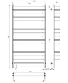 Електрична сушарка для рушників Deffi Lux П15 700х1400 ліве підключення JD04 хром A.LU.140.70.15.E.C.L.2
