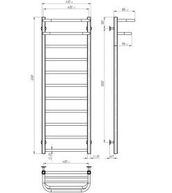 Електрична сушарка для рушників Deffi Lux Hotel П11 400х1200 ліве підключення JD04 чорний A.LH.120.40.11.E.B.L.2