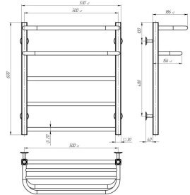 Электрический полотенцесушитель Deffi Lux Hotel П5 500х600 левое подключение JD04 хром A.LH.60.50.5.E.C.L.2