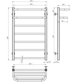 Электрический полотенцесушитель Deffi Lux Hotel П7 500х800 правое подключение JD04 хром A.LH.80.50.7.E.C.R.2