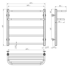 Электрический полотенцесушитель Deffi Lux Hotel П5 600х600 левое подключение WD04 белый A.LH.60.60.5.E.W.L.4