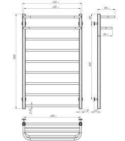 Электрический полотенцесушитель Deffi Lux Hotel П9 600х1000 правое подключение JD04 хром A.LH.100.60.9.E.C.R.2