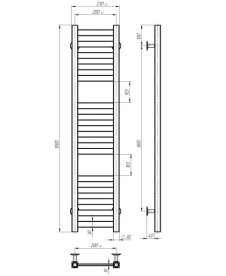Электрический полотенцесушитель Deffi Magnus П15 200х1000 левое подключение JD04 черный A.MA.100.20.15.E.B.L.2