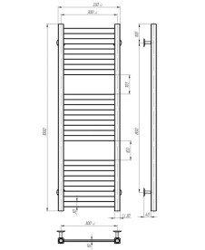 Электрический полотенцесушитель Deffi Magnus П15 300х1000 левое подключение JD04 черный A.MA.100.30.15.E.B.L.2