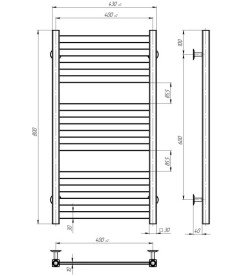 Електрична сушарка для рушників Deffi Magnus П12 400х800 ліве підключення WD04 білий A.MA.80.40.12.E.W.L.4
