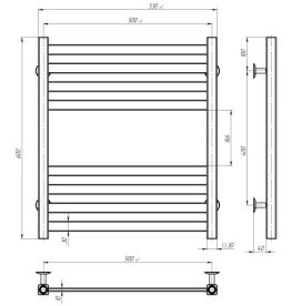 Електрична сушарка для рушників Deffi Magnus П8 500х600 праве підключення WD04 білий A.MA.60.50.8.E.W.R.4
