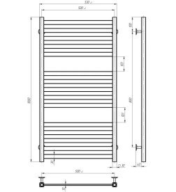 Електрична сушарка для рушників Deffi Magnus П15 500х1000 ліве підключення JD04 чорний A.MA.100.50.15.E.B.L.2