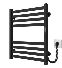 Електрична сушарка для рушників Deffi Magnus П8 600х600 правильне підключення JD04 чорний A.MA.60.60.8.E.B.R.2