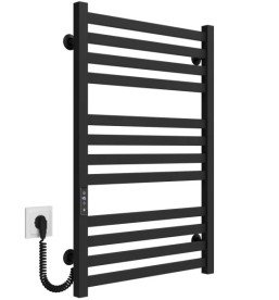 Електрична сушарка для рушників Deffi Magnus П12 600х800 ліве підключення JD04 чорний A.MA.80.60.12.E.B.L.2