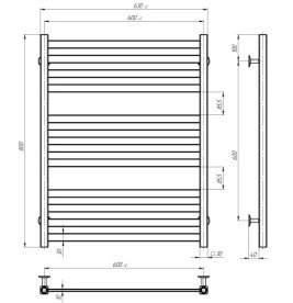 Електрична сушарка для рушників Deffi Magnus П12 600х800 праве підключення JD04 хром A.MA.80.60.12.E.C.R.2