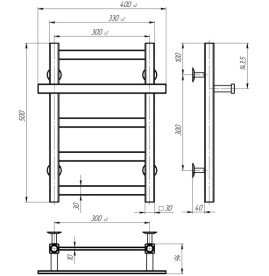 Электрический полотенцесушитель Deffi Nicolе П5 300х500 левое подключение JD04 хром A.NI.50.30.5.E.C.L.2