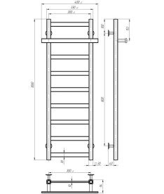 Электрический полотенцесушитель Deffi Nicolе П9 300х1000 левое подключение JD04 хром A.NI.100.30.9.E.C.L.2