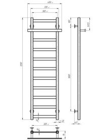 Електрична сушарка для рушників Deffi Nicole П11 300х1200 праве підключення WD04 білий A.NI.120.30.11.E.W.R.4