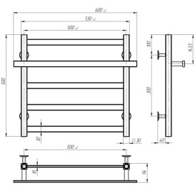 Электрический полотенцесушитель Deffi Nicolе П5 500х500 левое подключение JD04 хром A.NI.50.50.5.E.C.L.2