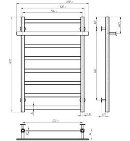 Электрический полотенцесушитель Deffi Nicolе П8 500х800 правое подключение WD04 белый A.NI.80.50.8.E.W.R.4