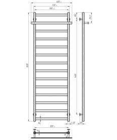 Электрический полотенцесушитель Deffi Nicolе П14 500х1600 левое подключение JD04 черный A.NI.160.50.14.E.B.L.2