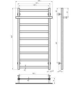 Электрический полотенцесушитель Deffi Nicolе П9 500х1000 правое подключение JD04 черный B.NI.100.50.9.E.B.R.2